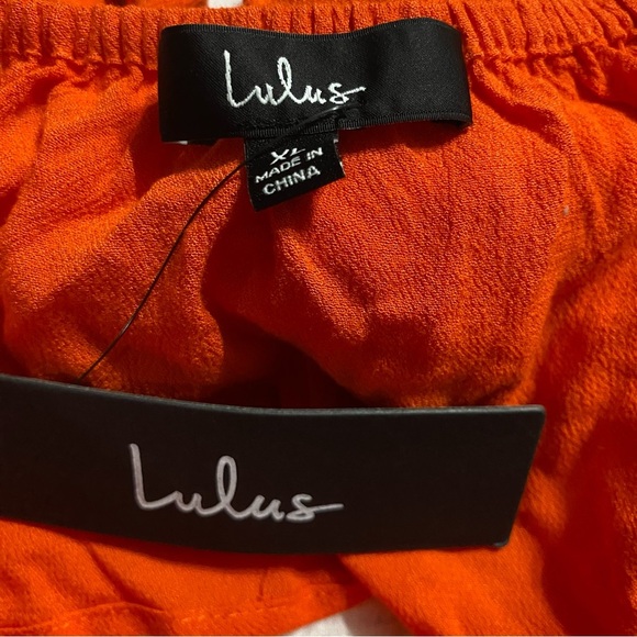 NWT Lulus Orange V Neck Cropped Open Back Tie Rank Top - Picture 4 of 5